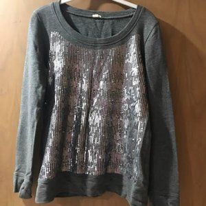 J. crew grey sweater with sequined front